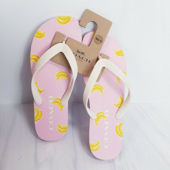 Coach Shoes - COACH Women's Zak Flip Flop Banana Signature Sz 10